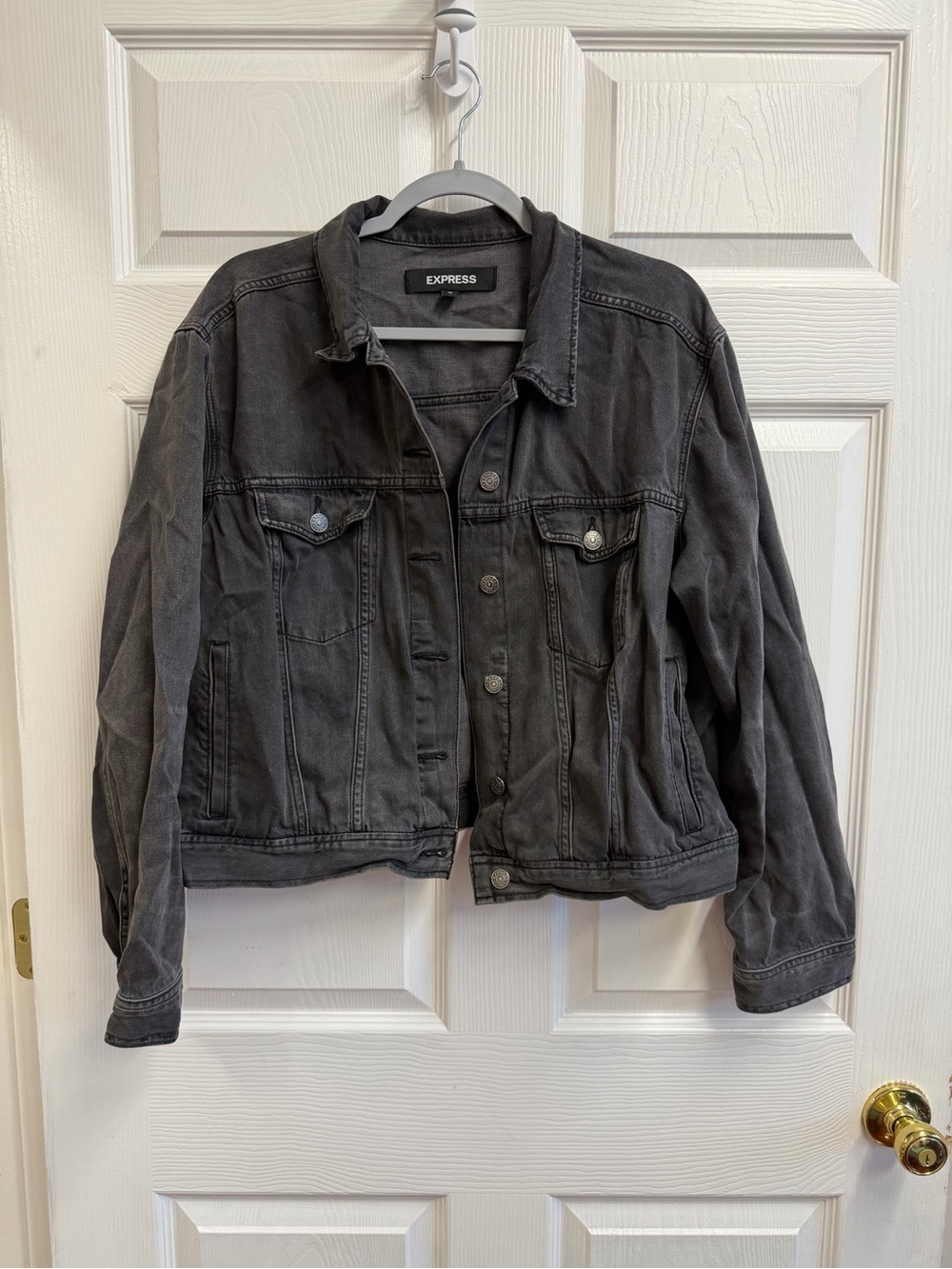 Express Black Washed Denim Trucker Jacket